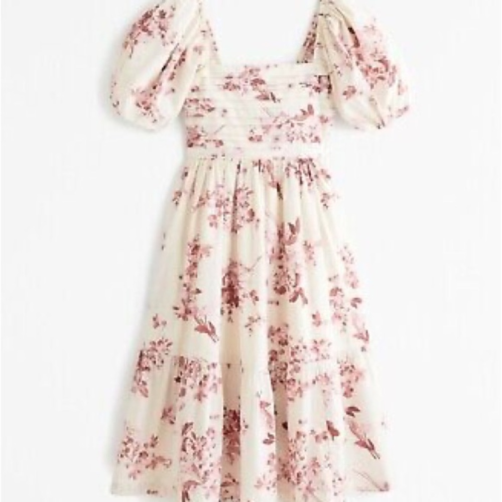 Abercrombie & Fitch Floral Emerson Puff Sleeve Midi Dress